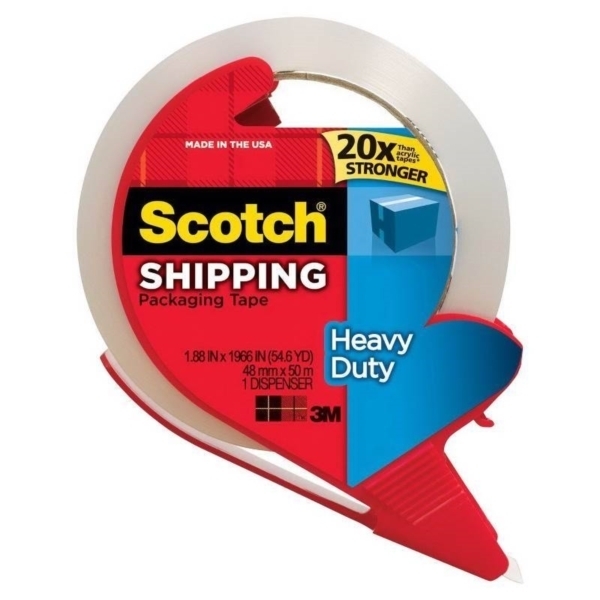 Scotch 3850-RD Packaging Tape, 54.6 yd L, 1.88 in W, Polypropylene Backing, Clear 668737